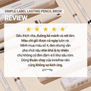 Chì kẻ mày thuần chay lâu trôi INNISFREE Simple Label Lasting Pencil