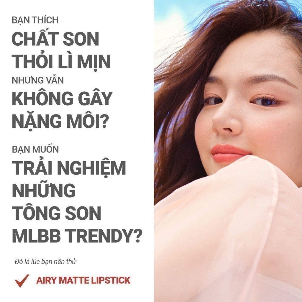 Chất kem sản phẩm trang điểm làm đẹp tự nhiên INNISFREE Airy Matte Lipstick thoa đều trên da