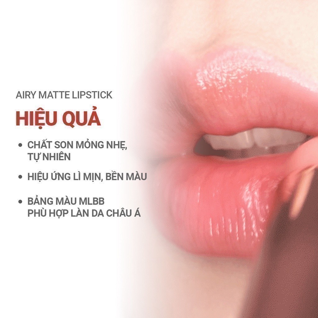 Kết cấu mềm mịn của INNISFREE Airy Matte Lipstick chính hãng