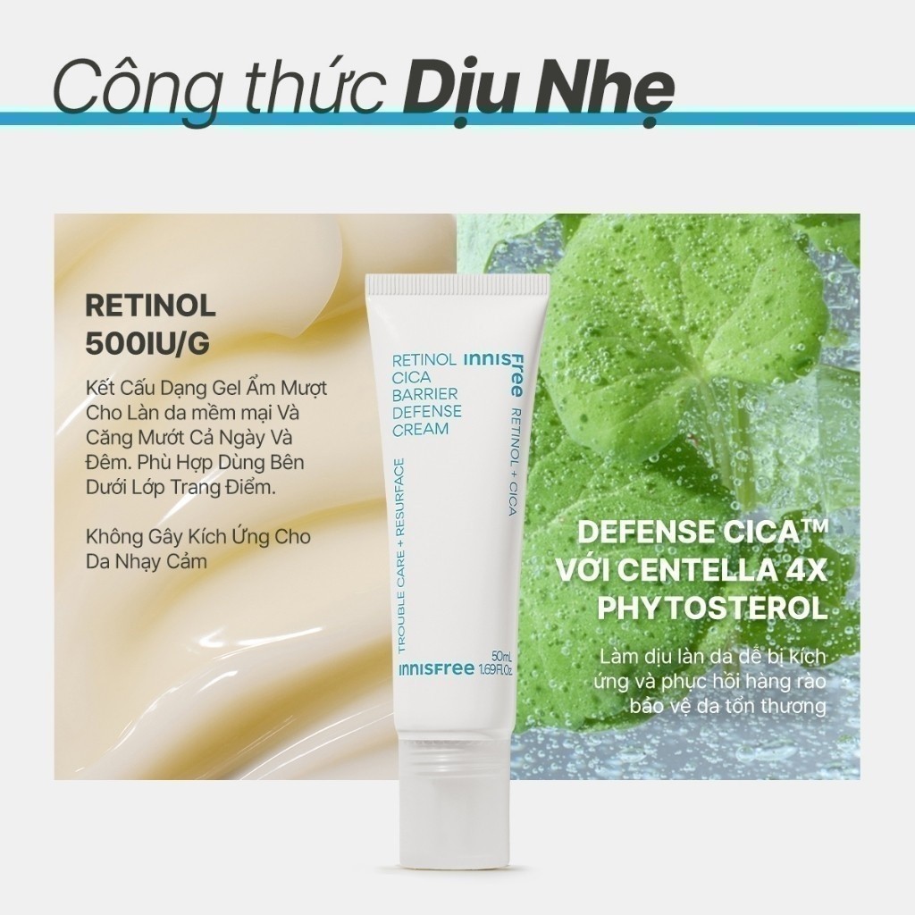 Hiệu quả chăm sóc da vượt trội của INNISFREE Retinol Cica Barrier Defense Cream