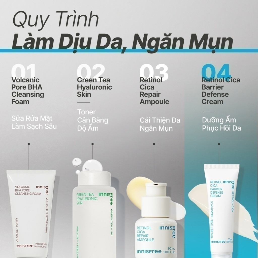 Kem dưỡng làm dịu và phục hồi da INNISFREE Retinol Cica Barrier Defe