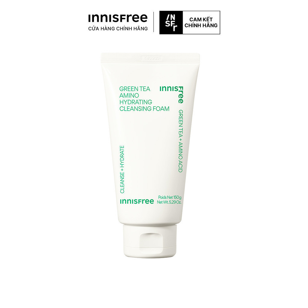 Sữa rửa mặt trà xanh sạch sâu ẩm mịn INNISFREE Green Tea Amino Cleansing Foam 150g