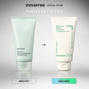 Tuýp xanh và tuýp trắng Green Tea Cleansing Foam trong ảnh so sánh