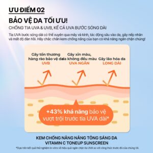 Kem chống nắng Vitamin C nâng tông sáng da SPF 50+ PA++++ 50ml