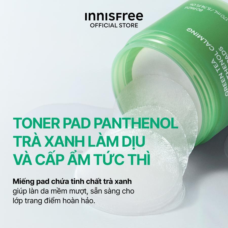 Toner Pad Panthenol trà xanh làm dịu và cấp ẩm INNISFREE Green Tea Panthenol Calming Toner Pads