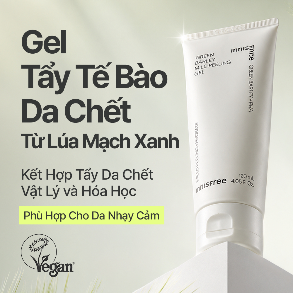 INNISFREE x KOL Bộ 2 Gel tẩy tế bào da chết từ lúa mạch xanh INNISFREE Green Barley Mild Peeling Gel 120mlx2
