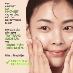 Người mẫu trong ảnh giới thiệu dầu tẩy trang INNISFREE Green Tea