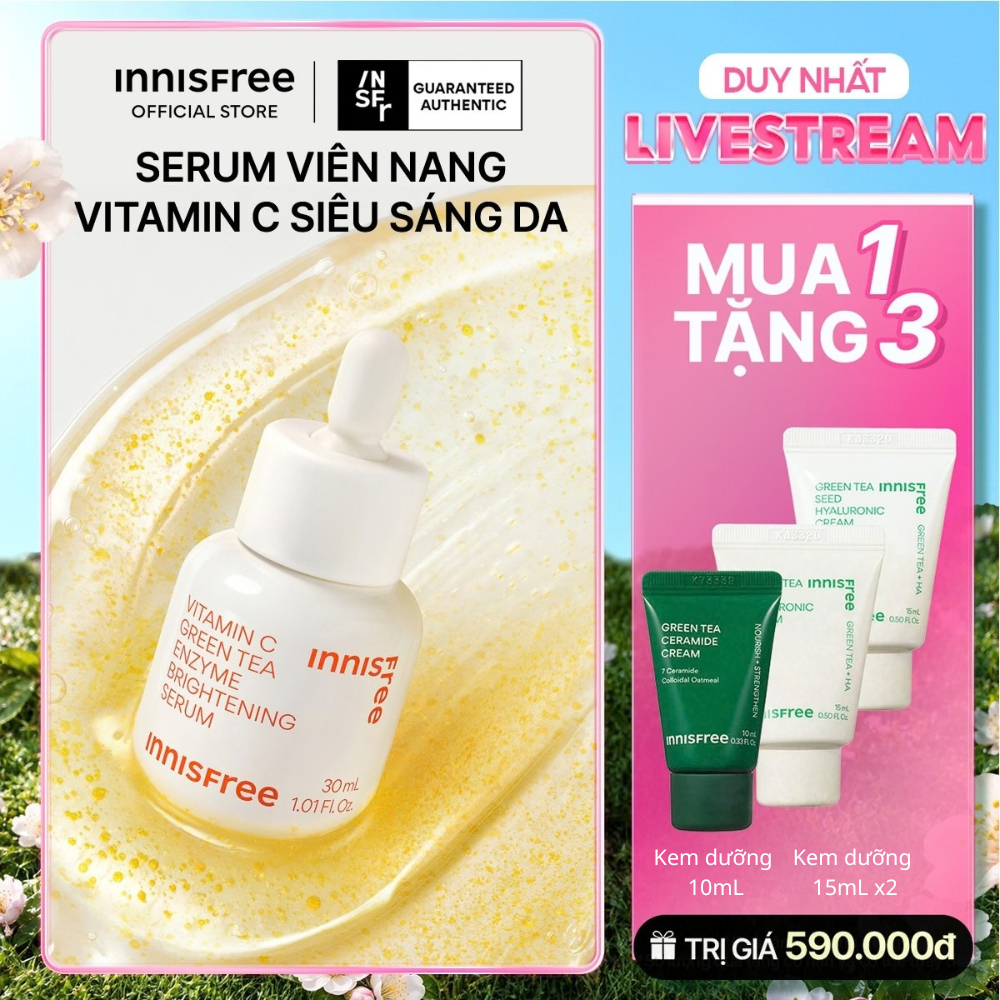 INNISFREE x KOL serum Vitamin C sáng da, mờ thâm mụn INNISFREE Green Tea Enzyme Brightening Serum 30ml