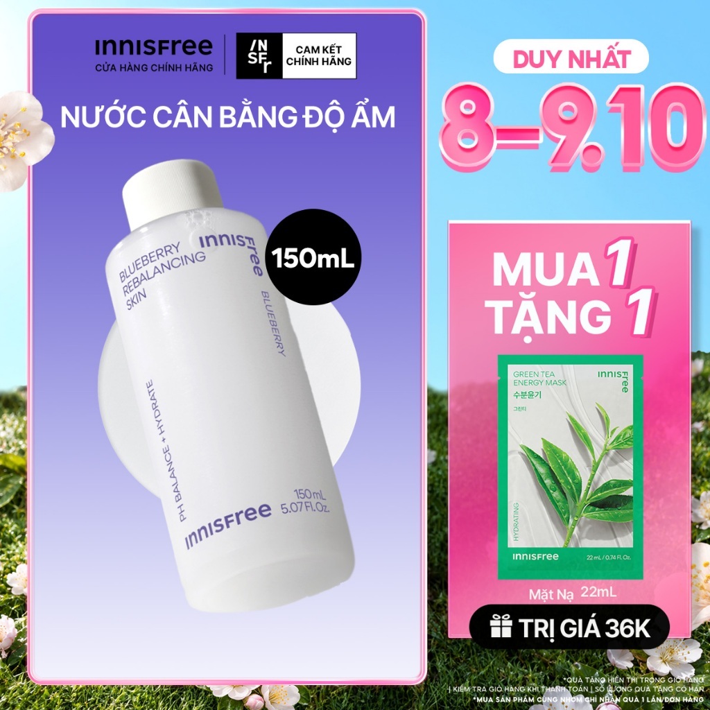 Nước cân bằng giữ ẩm da INNISFREE Blueberry Rebalancing Skin