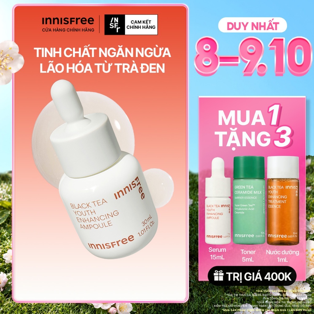 Tinh chất phục hồi da và chống lão hóa trà đen INNISFREE Black Tea Youth Ampoule 30ml
